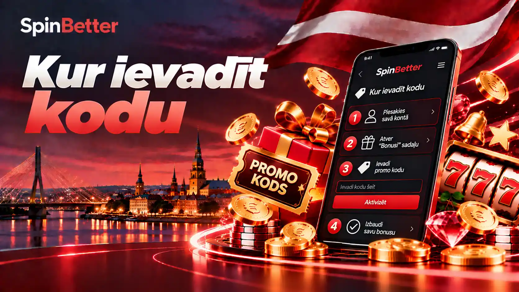 Kā ievadīt kodu: reģistrācijas forma un sadaļa Bonusi